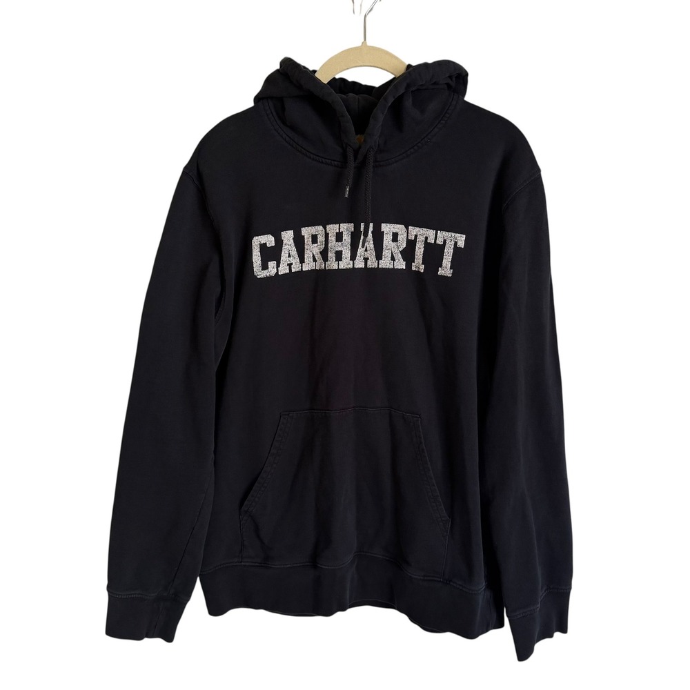 Carhartt WIP Mens Hooded College Sweatshirt Black‎ Logo Hoodie Work In progress